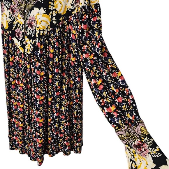 Free People Wildflower Fields Henley Long Sleeve Tunic Top, High Low, Floral, L - Picture 10 of 10